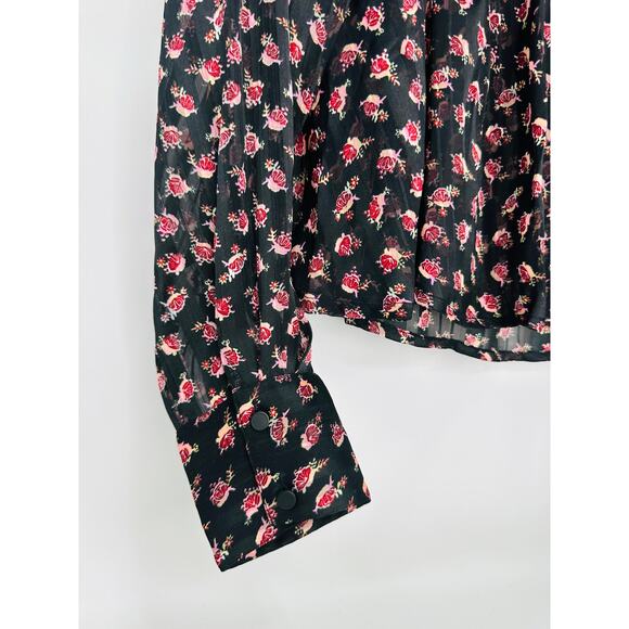 SCOTCH & SODA Floaty Ruffled Long Sleeve Top in Black Floral Print size XS - Picture 10 of 11